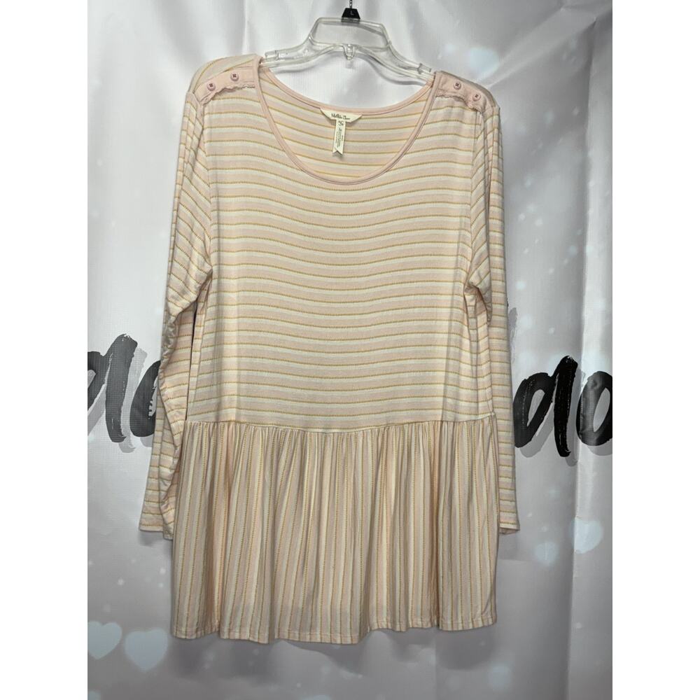 Matilda Jane Dream Makers True Friend Tunic Top Cream Gold‎ Stripe Button Detail
